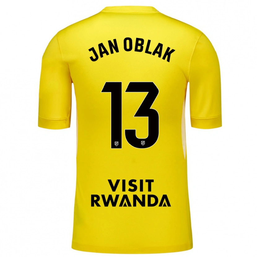 Danxen Heren Jan Oblak #13 Geel Zwart Keepersshirt 2025/26 T-Shirt