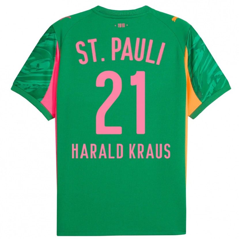 Danxen Heren Stefan Harald Kraus #21 Groen Oranje Roze Keepersshirt 2025/26 T-Shirt