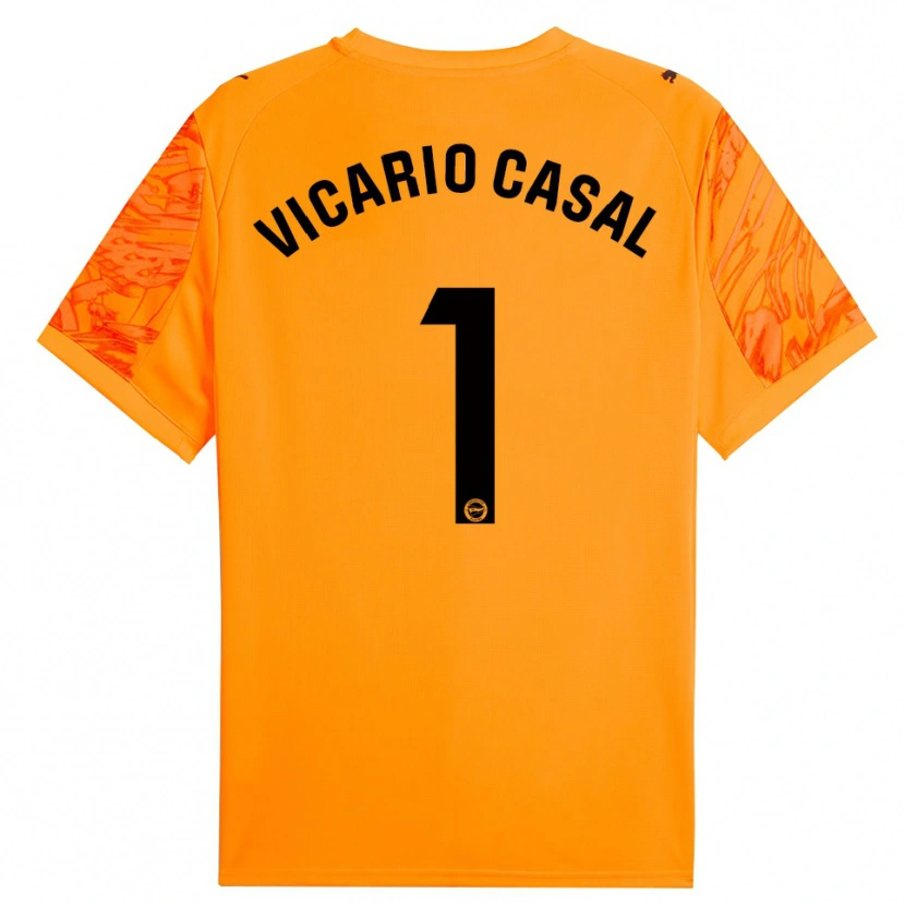 Danxen Heren Jimena Vicario Casal #1 Oranje Zwart Keepersshirt 2025/26 T-Shirt