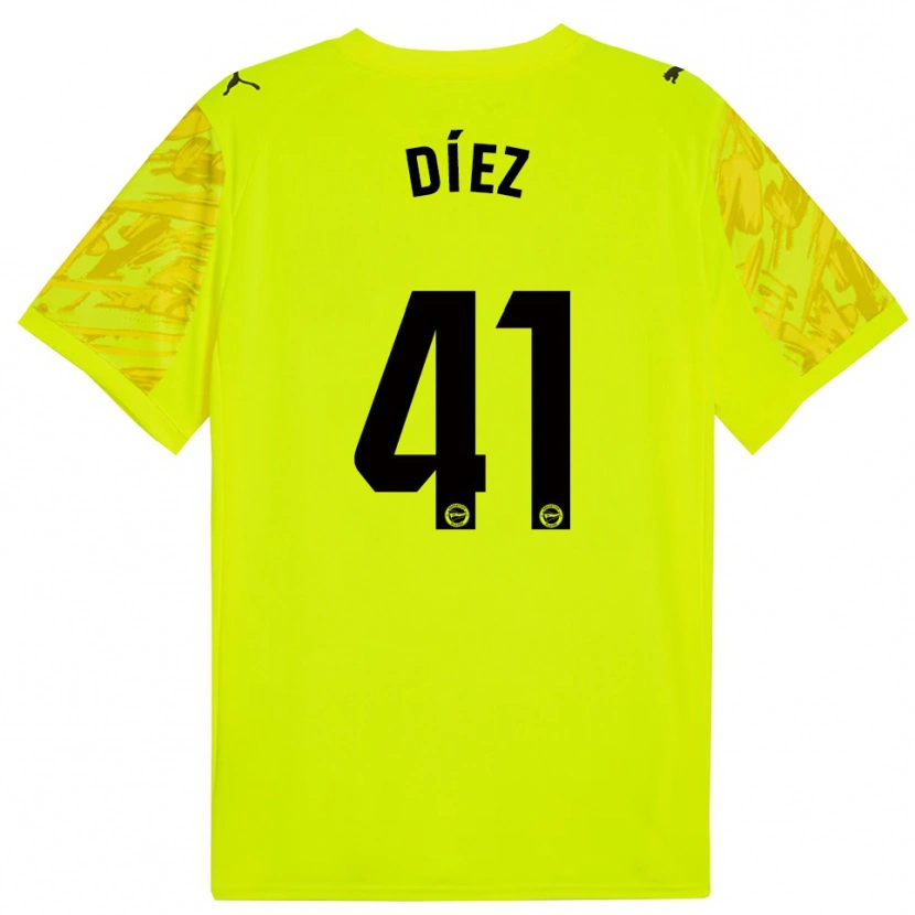 Danxen Heren Victor Díez #41 Geel Zwart Keepersshirt 2025/26 T-Shirt