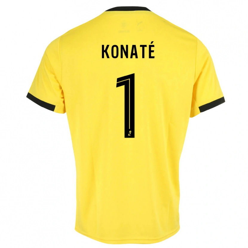 Danxen Dames Hillel Konaté #1 Geel Zwart Keepersshirt 2025/26 T-Shirt