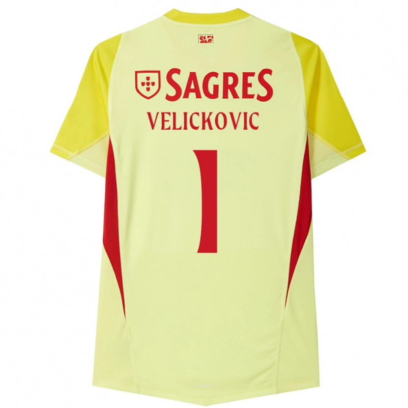 Danxen Dames Luka Veličković #1 Geel Rood Keepersshirt 2025/26 T-Shirt