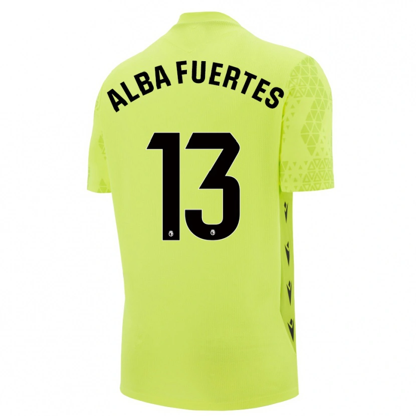 Danxen Dames Alba Fuertes #13 Geel Groen Zwart Keepersshirt 2025/26 T-Shirt