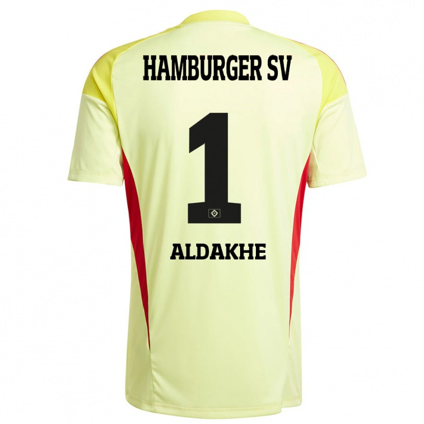 Danxen Dames Ather Aldakhe #1 Geel Zwart Rood Keepersshirt 2025/26 T-Shirt