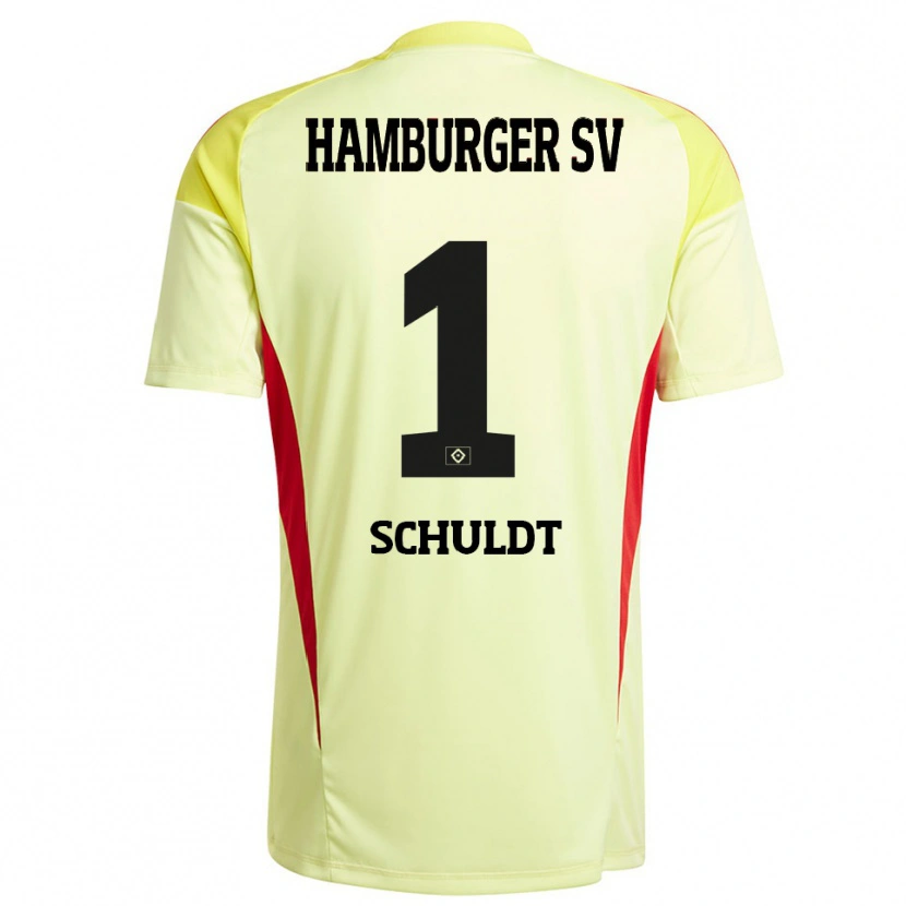 Danxen Dames Inga Schuldt #1 Geel Zwart Rood Keepersshirt 2025/26 T-Shirt