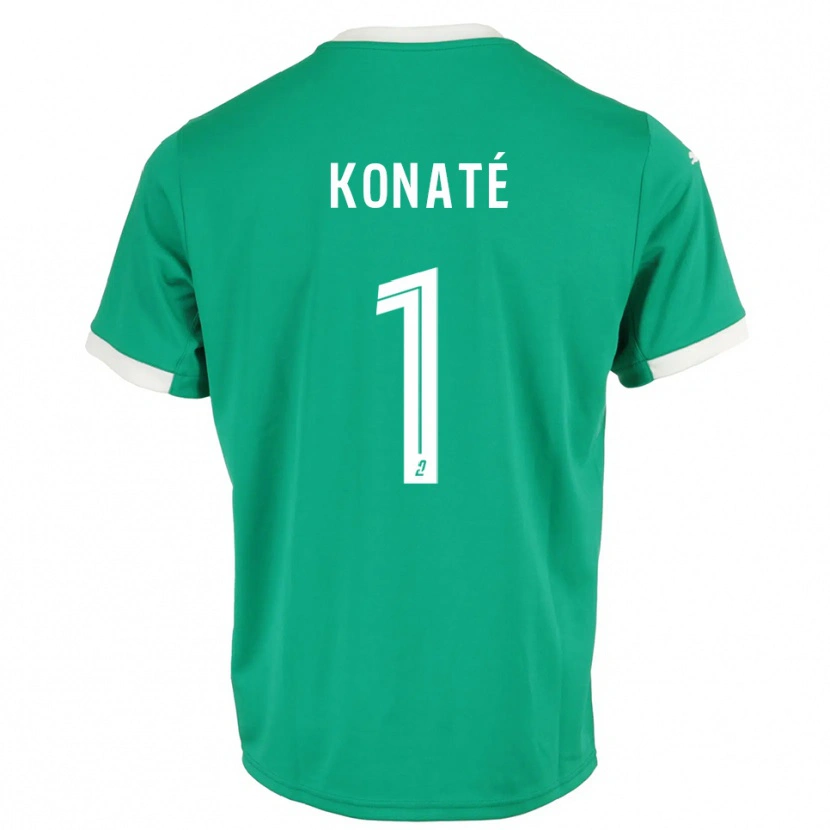 Danxen Dames Hillel Konaté #1 Groen Wit Keepersshirt 2025/26 T-Shirt