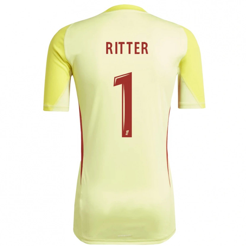 Danxen Dames Maxime Ritter #1 Lichtgeel Rood Keepersshirt 2025/26 T-Shirt