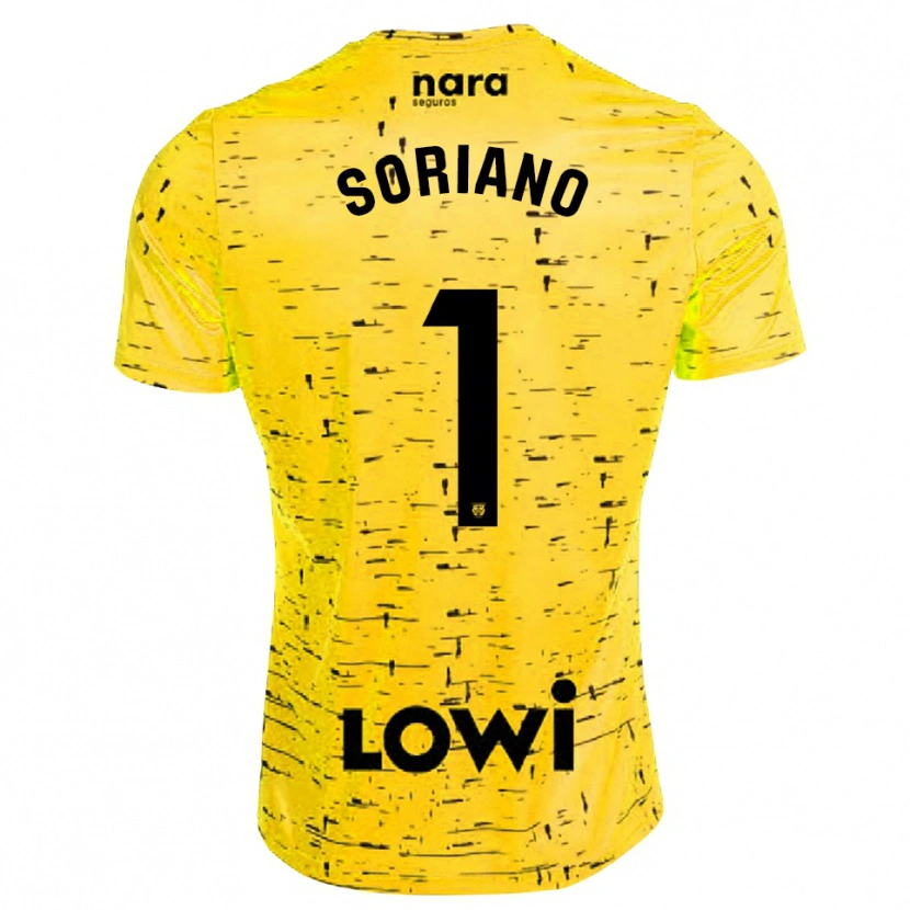 Danxen Dames Juan Soriano #1 Geel Zwart Keepersshirt 2025/26 T-Shirt