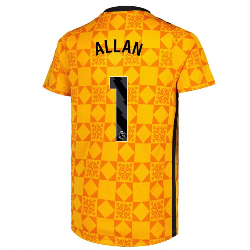 Danxen Dames Isaac Allan #1 Geel Zwart Keepersshirt 2025/26 T-Shirt