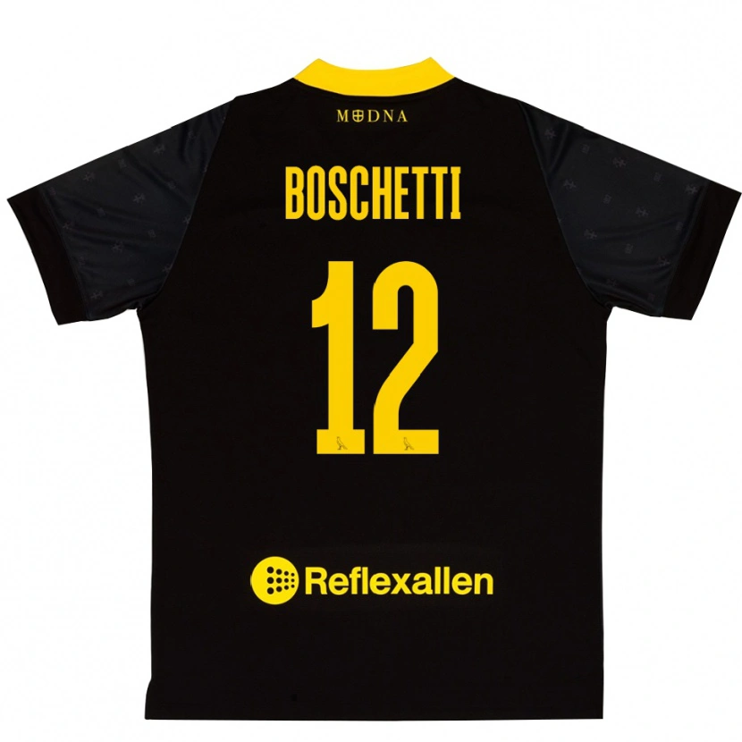 Danxen Dames Matteo Boschetti #12 Zwart Geel Keepersshirt 2025/26 T-Shirt