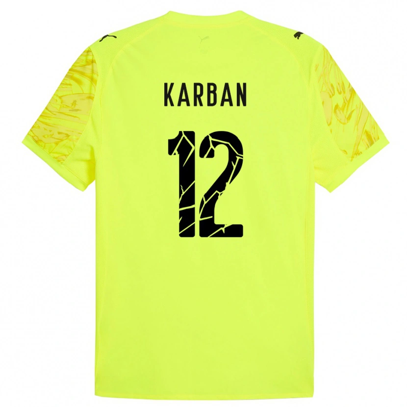 Danxen Dames Yevheniia Karban #12 Groen Geel Keepersshirt 2025/26 T-Shirt
