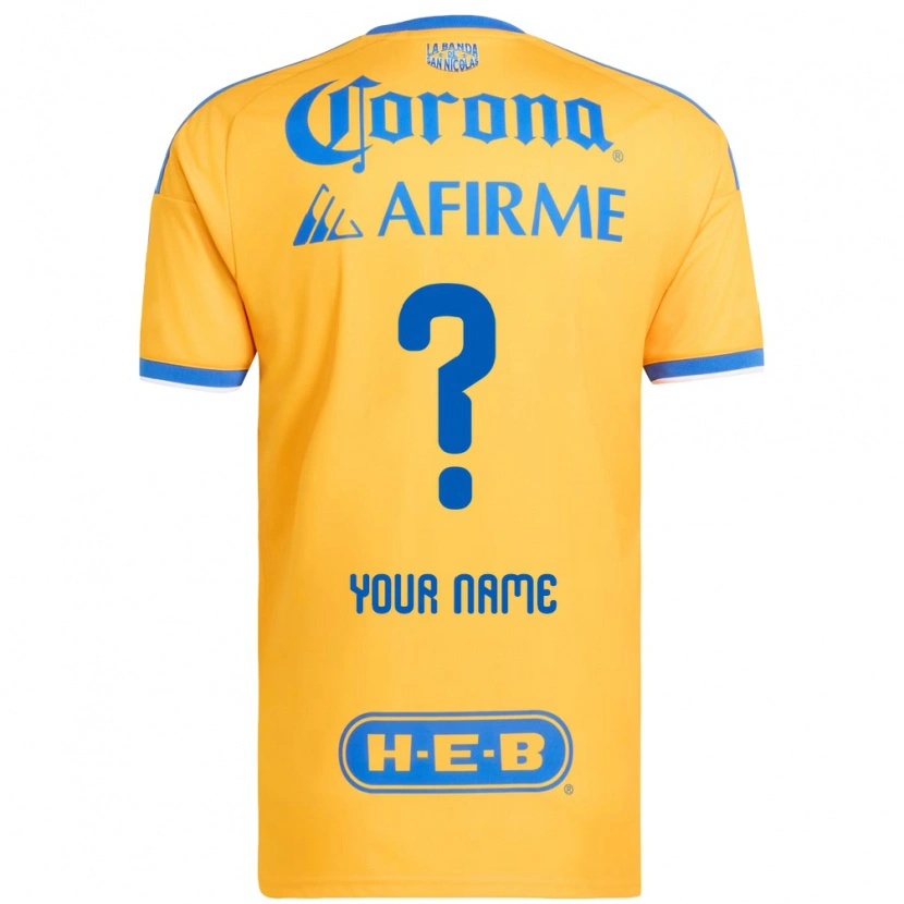 Danxen Kinderen Uw Naam #0 Geel Blauw Thuisshirt Thuistenue 2026/27 T-Shirt