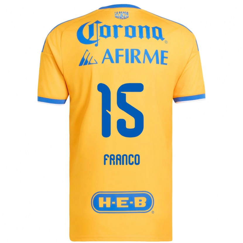 Danxen Kinderen Alan Franco #15 Geel Blauw Thuisshirt Thuistenue 2026/27 T-Shirt