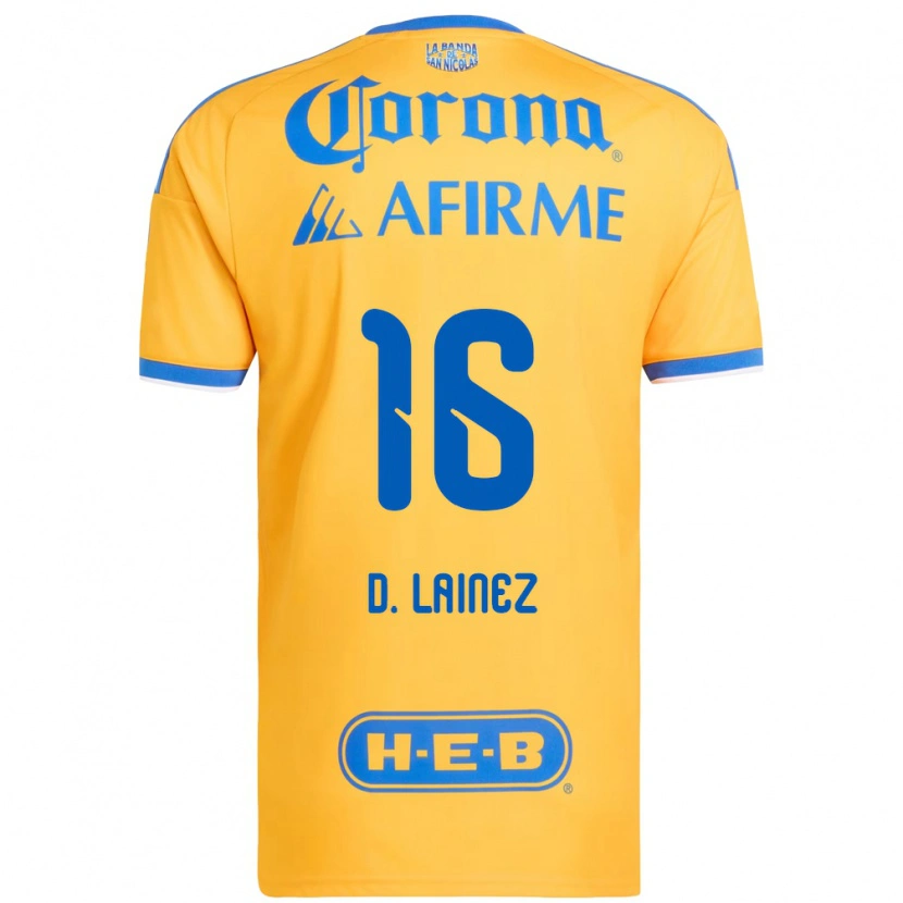Danxen Kinderen Diego Lainez #16 Geel Blauw Thuisshirt Thuistenue 2026/27 T-Shirt