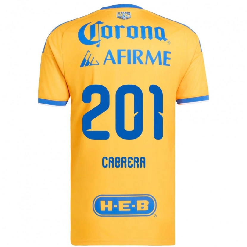 Danxen Kinderen Jorge Cabrera #201 Geel Blauw Thuisshirt Thuistenue 2026/27 T-Shirt