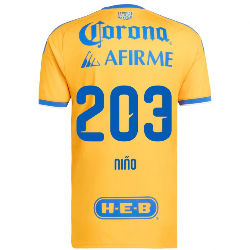 Danxen Kinderen Fernando Niño #203 Geel Blauw Thuisshirt Thuistenue 2026/27 T-Shirt