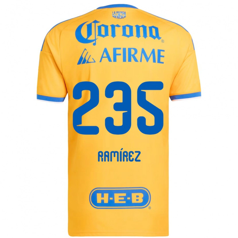 Danxen Kinderen Gabriel Ramírez #235 Geel Blauw Thuisshirt Thuistenue 2026/27 T-Shirt
