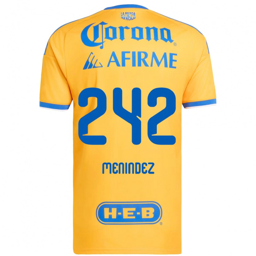Danxen Kinderen Jonathan Menindez #242 Geel Blauw Thuisshirt Thuistenue 2026/27 T-Shirt