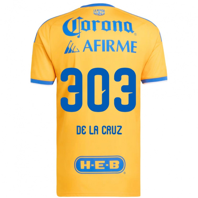 Danxen Kinderen Erick De La Cruz #303 Geel Blauw Thuisshirt Thuistenue 2026/27 T-Shirt