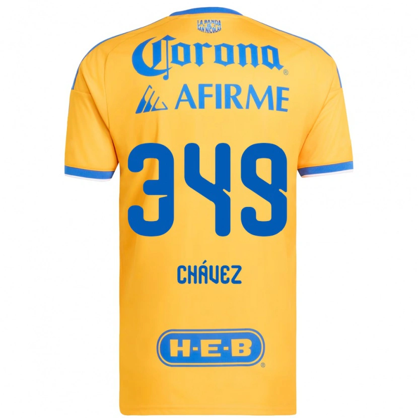 Danxen Kinderen Jorge Chávez #349 Geel Blauw Thuisshirt Thuistenue 2026/27 T-Shirt