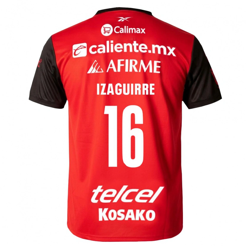 Danxen Kinderen Estefanía Izaguirre #16 Zwart Rood Thuisshirt Thuistenue 2026/27 T-Shirt