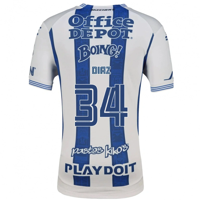 Danxen Kinderen Karen Díaz #34 Wit Marineblauw Thuisshirt Thuistenue 2026/27 T-Shirt