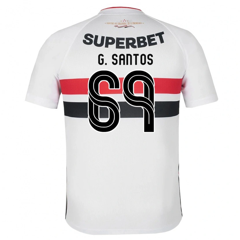 Danxen Kinderen Guilherme Santos #69 Wit Rood Zwart Thuisshirt Thuistenue 2026/27 T-Shirt