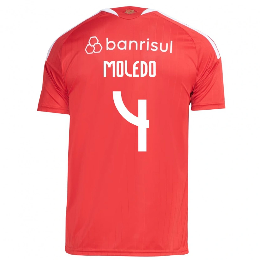 Danxen Kinderen Rodrigo Moledo #4 Rood Wit Thuisshirt Thuistenue 2026/27 T-Shirt