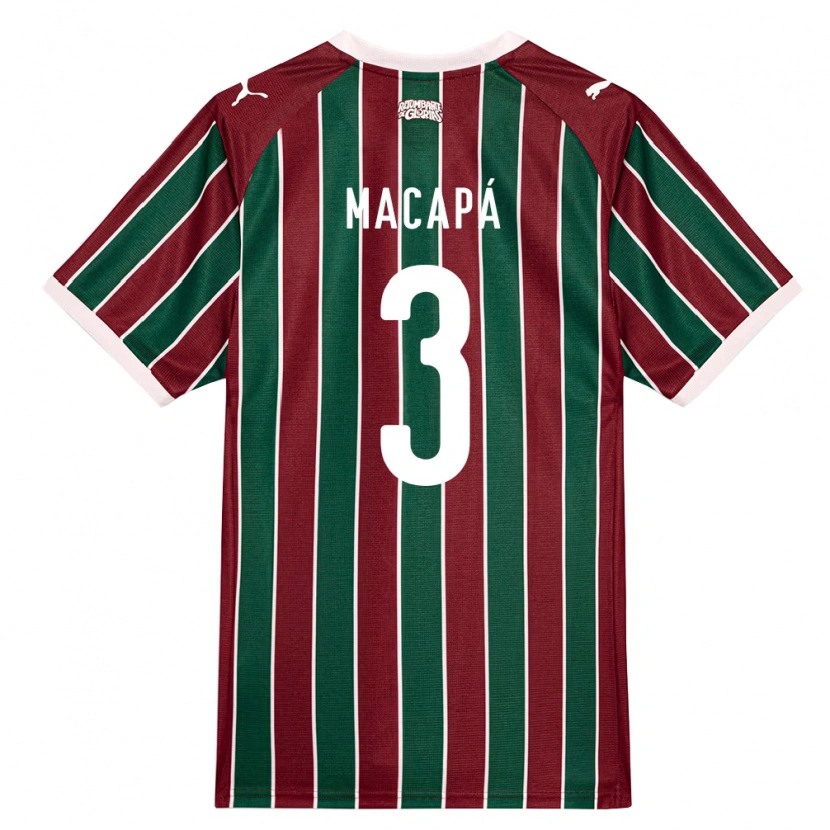 Danxen Kinderen Gabriel Macapá #3 Groen Bordeaux Rood Wit Thuisshirt Thuistenue 2026/27 T-Shirt