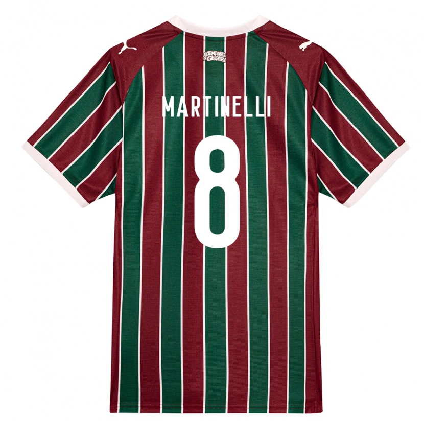 Danxen Kinderen Matheus Martinelli Lima #8 Groen Bordeaux Rood Wit Thuisshirt Thuistenue 2026/27 T-Shirt