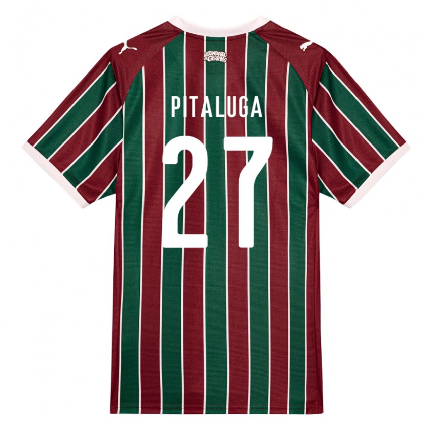Danxen Kinderen Marcelo Pitaluga #27 Groen Bordeaux Rood Wit Thuisshirt Thuistenue 2026/27 T-Shirt
