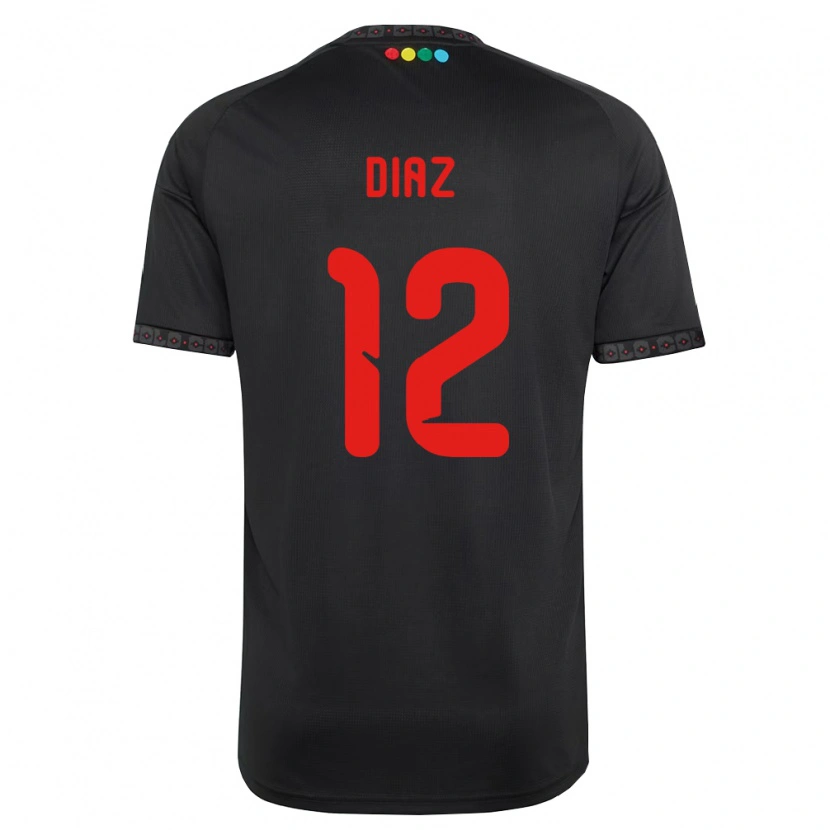 Danxen Kinderen Javiera Díaz #12 Zwart Rood Uitshirt Uittenue 2026/27 T-Shirt