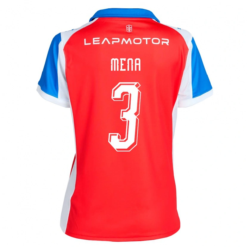 Danxen Kinderen Eugenio Mena #3 Rood Blauw Uitshirt Uittenue 2026/27 T-Shirt