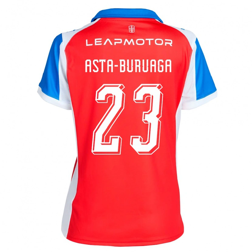 Danxen Kinderen Tomás Asta-Buruaga #23 Rood Blauw Uitshirt Uittenue 2026/27 T-Shirt