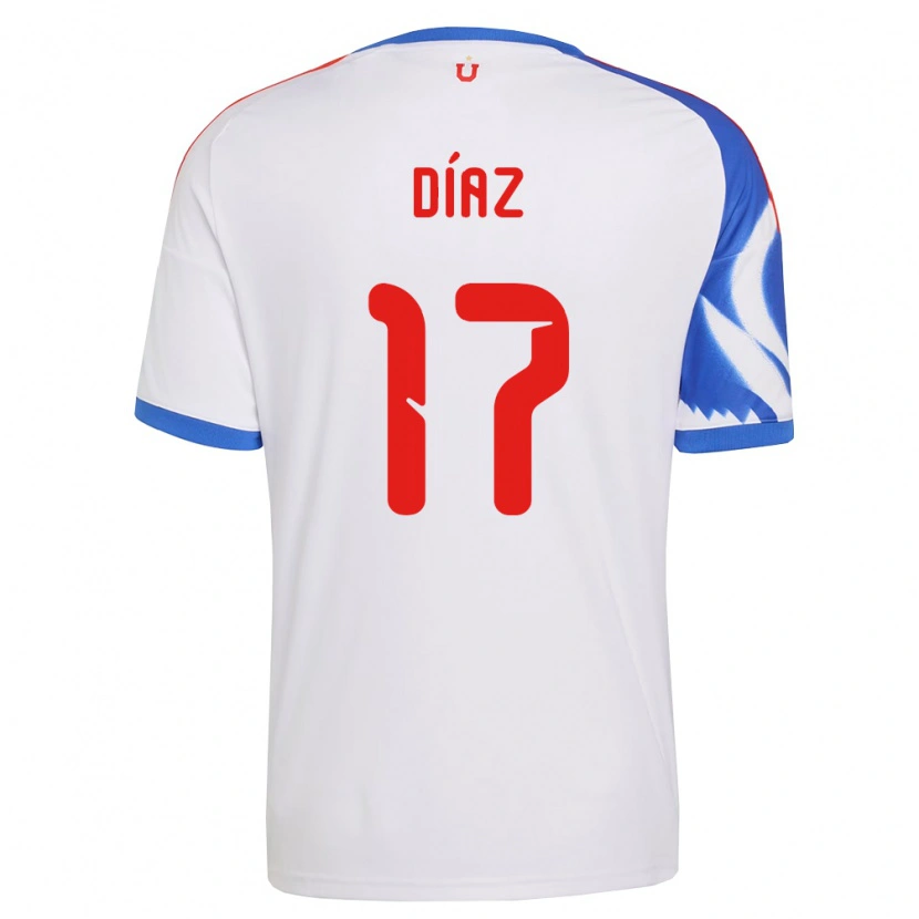 Danxen Kinderen Benjamín Díaz #17 Wit Marineblauw Uitshirt Uittenue 2026/27 T-Shirt