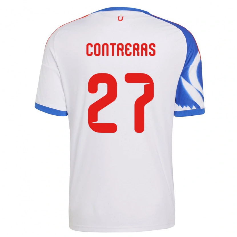 Danxen Kinderen Rodrigo Contreras #27 Wit Marineblauw Uitshirt Uittenue 2026/27 T-Shirt