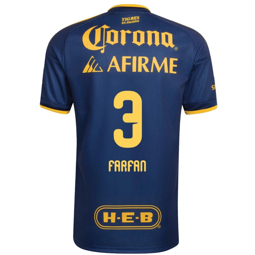 Danxen Kinderen Marco Farfán #3 Koninklijk Blauw Geel Uitshirt Uittenue 2026/27 T-Shirt