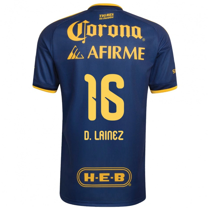 Danxen Kinderen Diego Lainez #16 Koninklijk Blauw Geel Uitshirt Uittenue 2026/27 T-Shirt