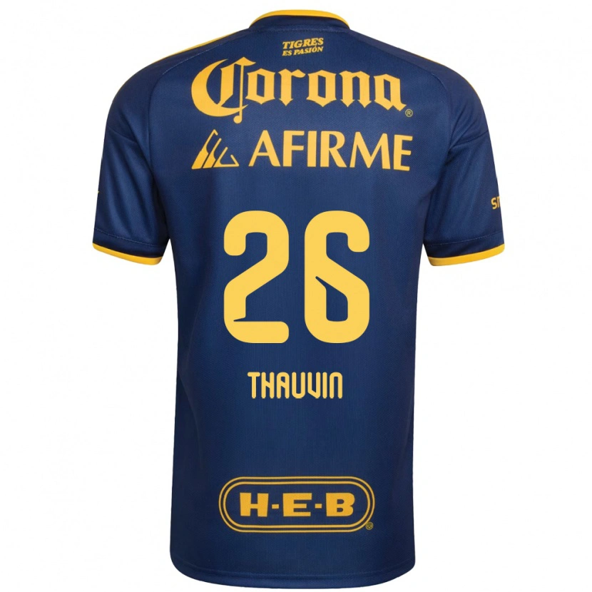 Danxen Kinderen Florian Thauvin #26 Koninklijk Blauw Geel Uitshirt Uittenue 2026/27 T-Shirt