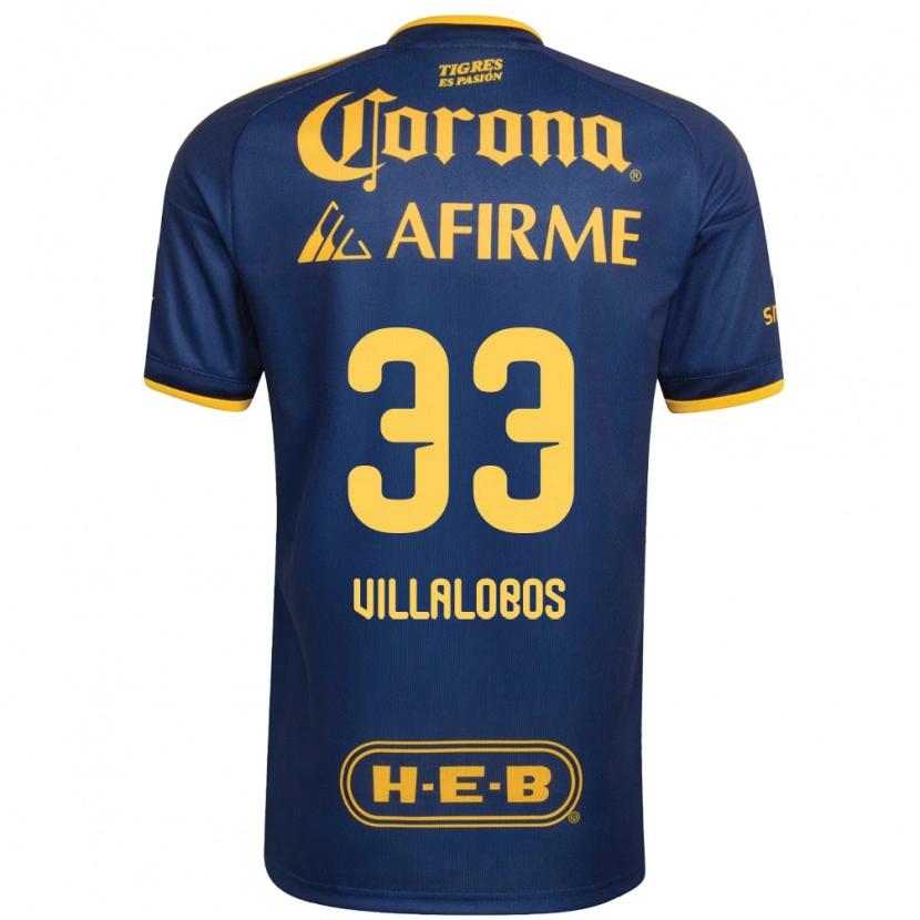 Danxen Kinderen Vania Villalobos #33 Koninklijk Blauw Geel Uitshirt Uittenue 2026/27 T-Shirt