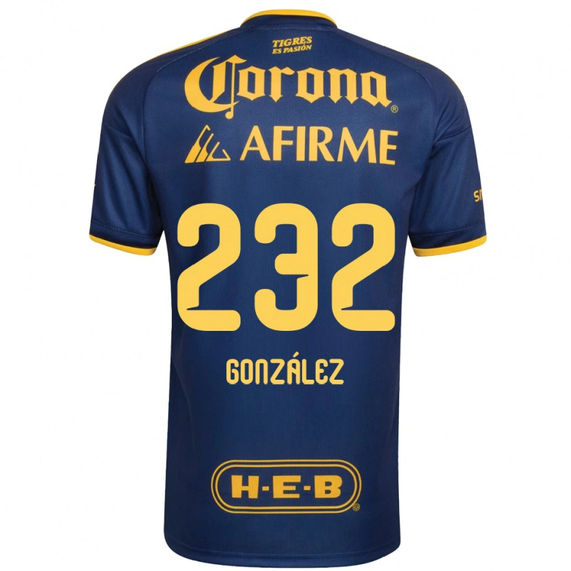 Danxen Kinderen César González #232 Koninklijk Blauw Geel Uitshirt Uittenue 2026/27 T-Shirt