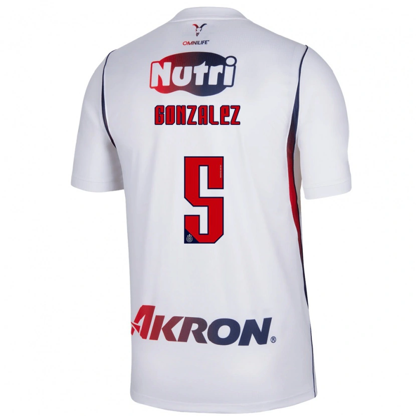 Danxen Kinderen Bryan González #5 Wit Marineblauw Rood Uitshirt Uittenue 2026/27 T-Shirt