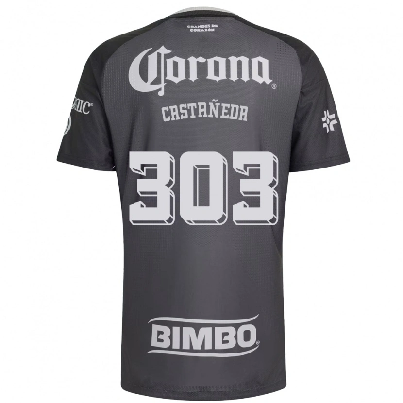 Danxen Kinderen Luis Castañeda #303 Grijs Wit Zwart Uitshirt Uittenue 2026/27 T-Shirt