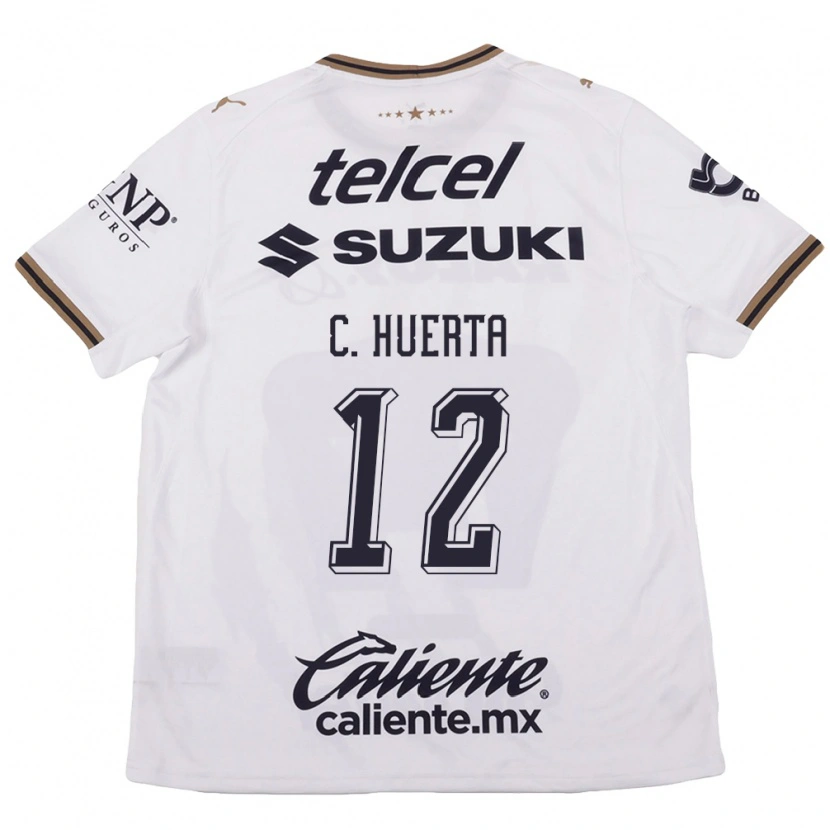 Danxen Kinderen Cesar Huerta #12 Wit Zwart Bruin Uitshirt Uittenue 2026/27 T-Shirt