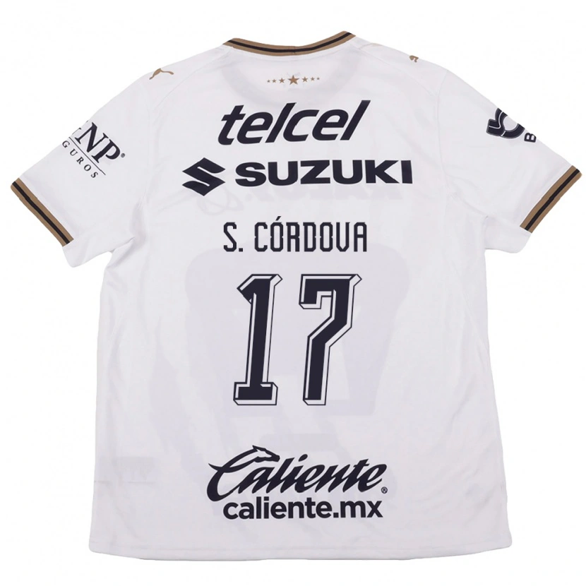 Danxen Kinderen Sebastián Córdova #17 Wit Zwart Bruin Uitshirt Uittenue 2026/27 T-Shirt