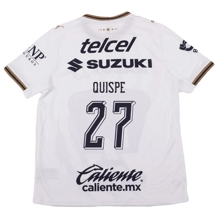 Danxen Kinderen Piero Quispe #27 Wit Zwart Bruin Uitshirt Uittenue 2026/27 T-Shirt