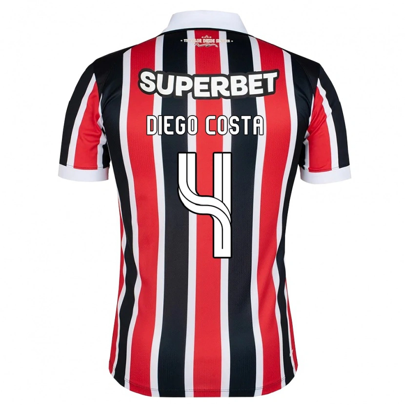 Danxen Kinderen Diego Costa #4 Rood Wit Zwart Uitshirt Uittenue 2026/27 T-Shirt