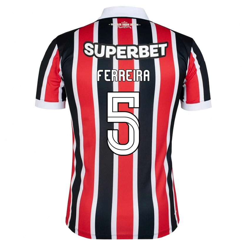 Danxen Kinderen Matheus Ferreira #5 Rood Wit Zwart Uitshirt Uittenue 2026/27 T-Shirt