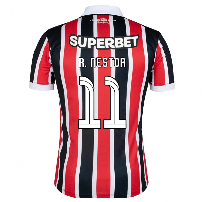 Danxen Kinderen Rodrigo Nestor #11 Rood Wit Zwart Uitshirt Uittenue 2026/27 T-Shirt