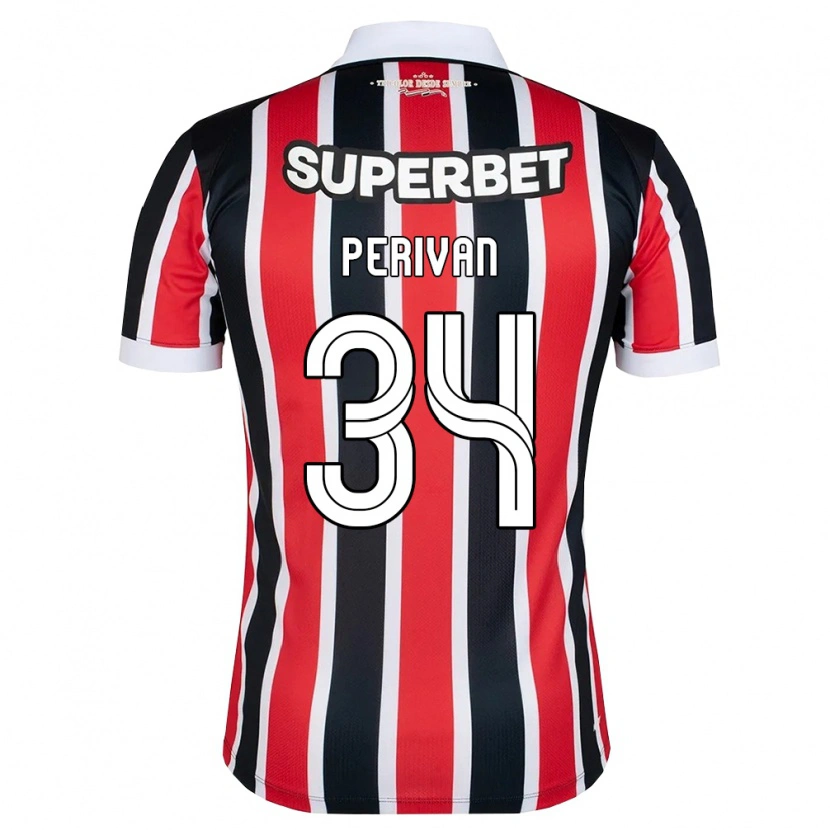 Danxen Kinderen Perivan Dos Santos #34 Rood Wit Zwart Uitshirt Uittenue 2026/27 T-Shirt